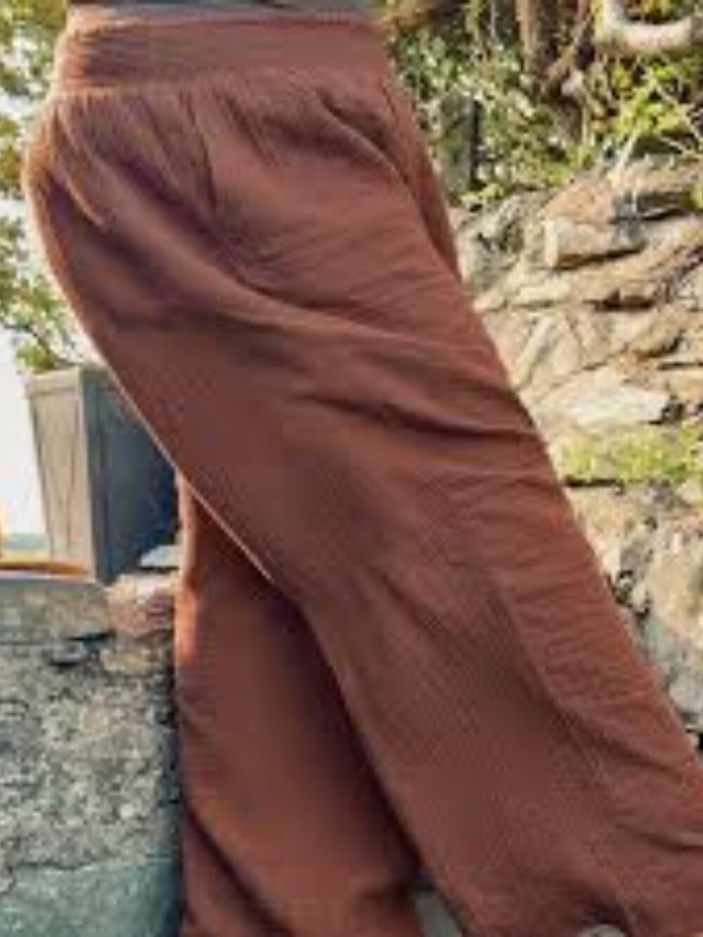 Snag Noor Cotton Gauze Wide Leg Pants in Brown Size F Size 16-18